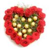 Heart Shape Ferrero and 20 Red Roses